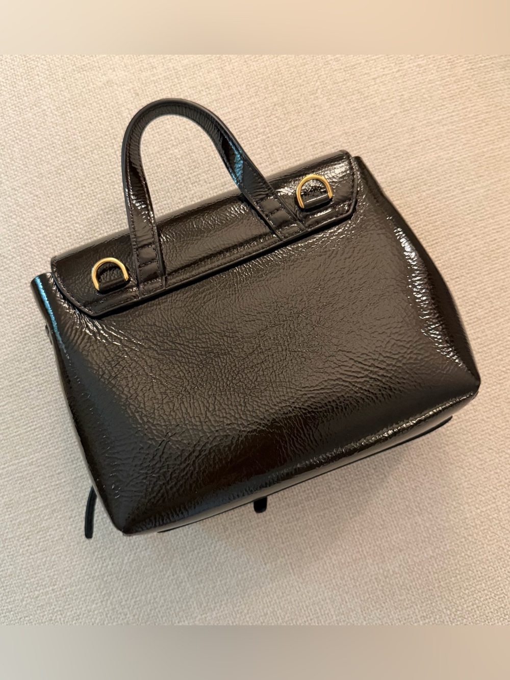 Mansur Gavriel Espresso Patent Leather Mini Soft Lady Bag - Picture 5 of 9